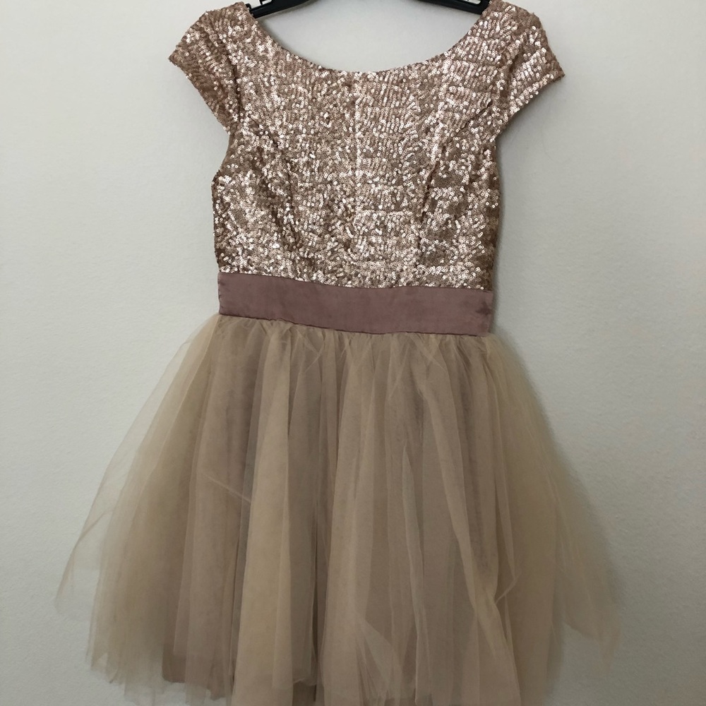 Sparkle and Tool champagne dress